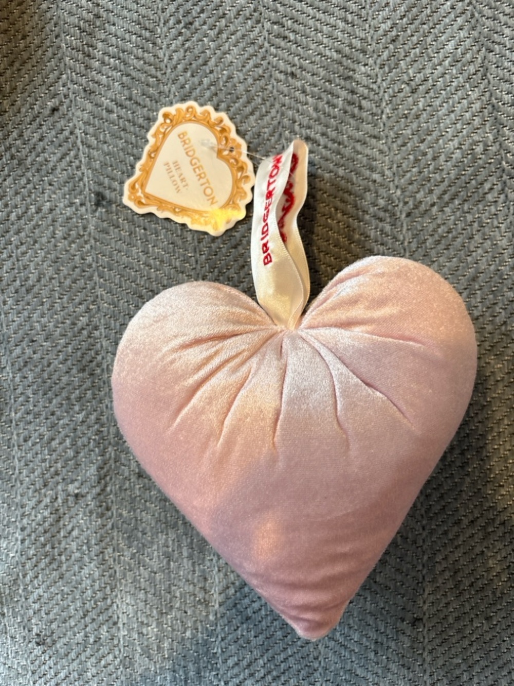 Bridgerton Pink Velvet Heart Hanging Accent Pillow